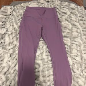 Lavender Lululemon wunder train leggings 25”
